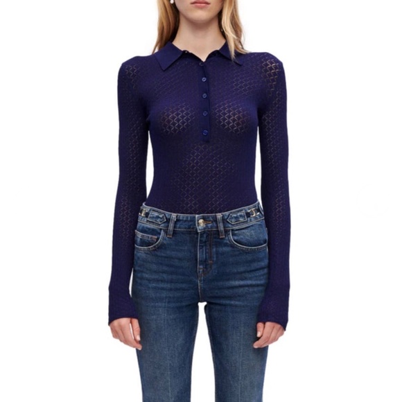 Maje Pointelle knit body suit sz M - Picture 5 of 16